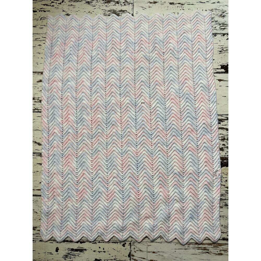 Crochet Quilt Bundle Handmade Pink Red Blue White Multicolored Throw Blankets - Picture 5 of 7